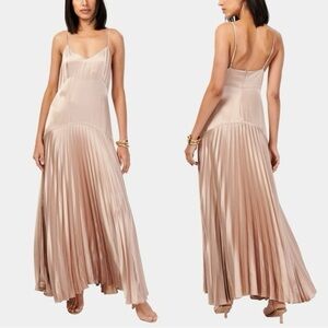 cami nyc jennelyn pleated maxi dress CAMI NYC Jennelyn Chiffon Pleated Gown in Clementine